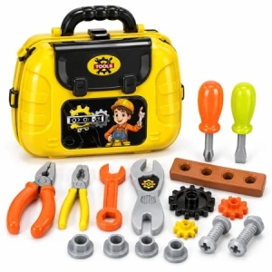 Set de bricolaj pentru copii 2 in 1, valiza transformabila in banc de lucru, unelte si accesorii, 3 ani+ - Img 2