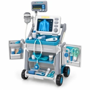 Set de joaca Doctor cu carucior medical mobil si accesorii, 3+ ani, Albastru