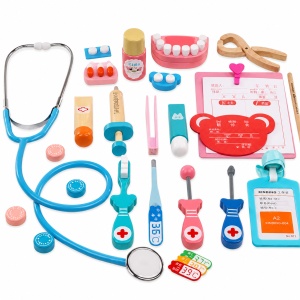 Set de joaca Doctor si Stomatolog din lemn, 36 piese, accesorii medicale, 3+ ani - Img 3