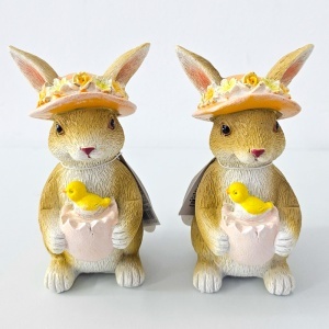 Set decoratiuni de Paste Bunny Duo, 2 iepurasi cu puisori in brate, 11x5 cm - Img 6