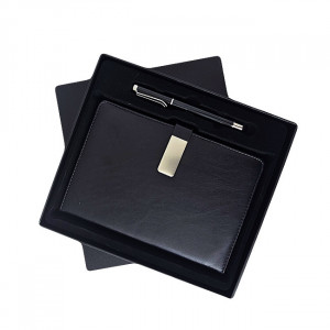 Set Gentleman cu 2 accesorii, agenda 21 cm si pix, Negru - Img 1