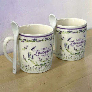 Set Like Lavender Taste, 2 cani din ceramica 200 ml si 2 lingurite, in cutie eleganta - Img 5