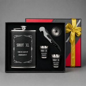 Set pentru barbati Shot XL, cu plosca, 2 pahare, palnie si tirbuson multifunctional, in cutie eleganta - Img 5