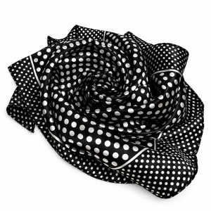 Set pentru femei Satin Glow cu esarfa satinata 50x50 cm si oglinda compacta, in cutie eleganta, negru-alb - Img 3