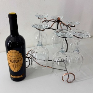 Set pentru tata, cu suport metalic in forma de bicicleta, 6 pahare si sticla de vin personalizata - Img 2
