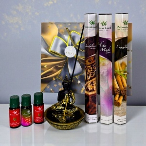Set Relax Time, cu betisoare parfumate, uleiuri esentiale si suport Buddha - Img 2