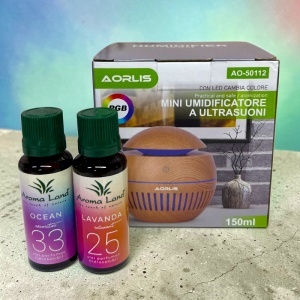 Set relaxare, difuzor aromaterapie si umidificator aer RGB 150 ml cu 2 uleiuri parfumate - Img 2