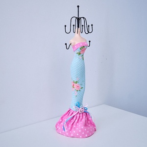 Suport in forma de papusa pentru accesorii, Bleu/Roz, 31 cm 
