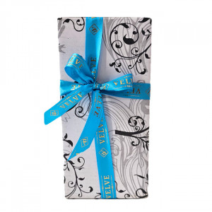 Suport bijuterii sub forma de pantof, cu strasuri, in cutie eleganta cu funda, Albastru Petrol