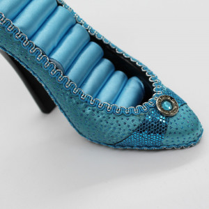 Suport Jewel Shoe, pentru bijuterii, sub forma de pantof, 17 cm, Albastru2