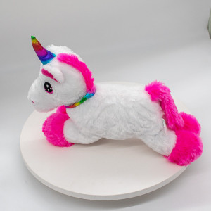 Unicorn de plus Rainbow Pony, cu print curcubeu si sunet/melodie, Inaltime 30 cm, Roz - Img 2