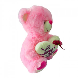 Ursulet de plus BUBU, cu inimioara, sunete de iubire si imprimeu , inaltime 30 cm, Roz - Img 5