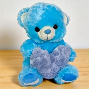 Ursulet de plus Candy cu inimioara, inaltime 25 cm, Albastru - Img 4