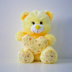 Ursulet de plus Coco, cu inimioara, inaltime 30cm, Galben