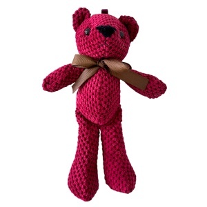 Ursulet de plus crosetat Robi, cu fundiță, Inaltime 18 cm, Bordo - Img 6