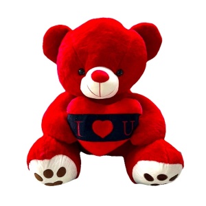Ursulet de plus Lolo, cu inimioara, inaltime 57 cm, Rosu