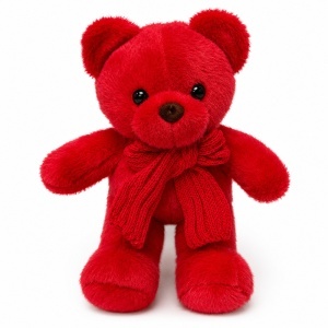 Ursulet de plus Pablo, cu fular impletit, inaltime 28 cm, Rosu