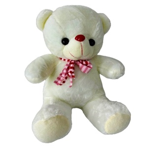 Ursulet de plus Rony, cu fular, Inaltime 36 cm, Alb