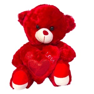 Ursulet de plus Teddy Love, inimioara imprimata cu textul "Love", inaltime 36 cm, Rosu - Img 4