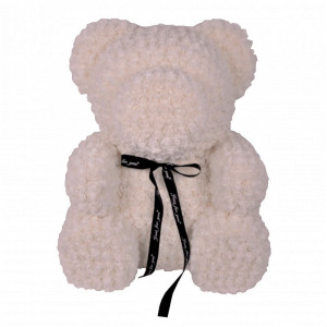 Ursulet floral alb din Trandafiri 70 cm, decorat manual