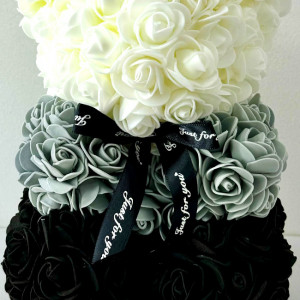 Ursulet Floral Teddy Bear Rainbow cu trandafiri din spuma hand-made, 25 cm, in cutie cadou, Negru 5
