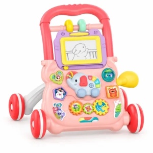 Antepremergator interactiv Music Walker, cu tabla de desen, muzica si centru de activitati, roz, 12 luni+ - Img 4