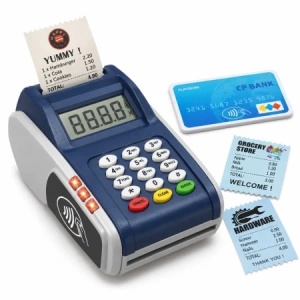 Aparat POS de jucarie pentru copii, cu card, bonuri, lumini si sunete, 2 metode de plata, 3+ ani - Img 4