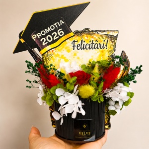 Aranjament floral absolvire Promotia 2026, tip trofeu cu flori criogenate - Img 3