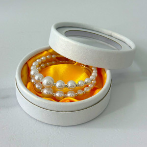 Bratara dama Gentle, reglabila, cu perle artizanale, Alb 3