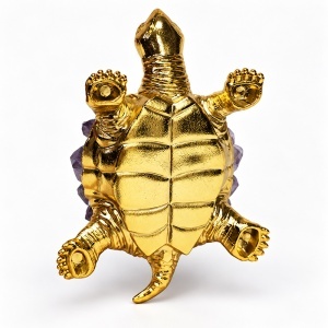 Broscuta testoasa decorativa din metal, cu LED si pietre violet, USB inclus, 12 x 5 cm - Img 4