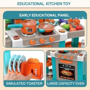 Bucatarie de jucarie copii cu lumini si sunete, set complet Kids Kitchen cu accesorii, 87 cm - Img 3