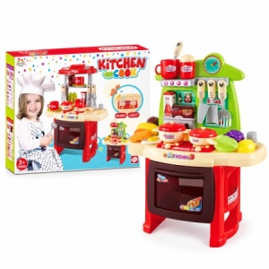 Bucatarie de jucarie pentru copii, cu lumini, muzica si accesorii, 3 ani+, Rosu/Verde - Img 2