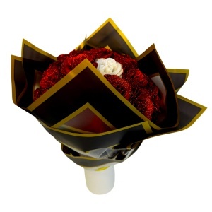 Buchet floral Glitter Red Roses cu 21 trandafiri rosii decorativi premium, 37 cm - Img 8
