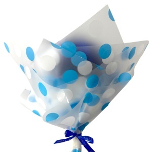 Buchet floral premium Stitch cu 35 trandafiri decorativi cu efect glitter, inaltime 40 cm, Albastru - Img 4