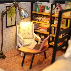 Casuta DIY miniatura din lemn cu mobilier si LED, kit creativ 14+ ani - Img 6
