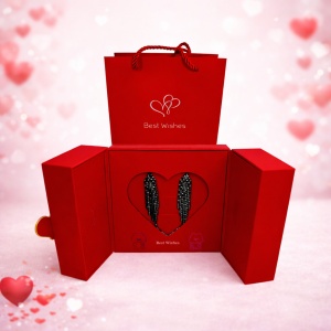 Cercei eleganți negri in caseta de bijuterii romantica „Eternity”