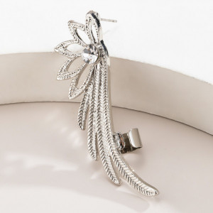 Cercel tip ear cuff Hawaian, argintiu pentru urechea stanga