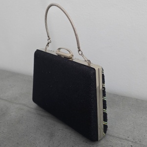 Clutch de umar SUN POP, cu strasuri multicolore, Negru - Img 3