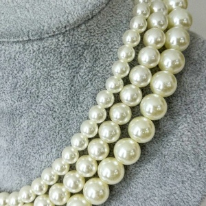 Colier din perle la baza gatului, Classic Charm, Alb detaliu