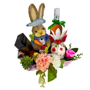 Cos cadou Paste Bunny Elegance cu vin rose Domeniile Bohotin, cafea Davidoff, praline Heidi si dulciuri Kinder - Img 5