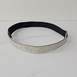 Curea elastica, metalica, cu pietre artizanale, Bow, Latime 3 cm, Argintiu 2