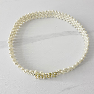Curea elastica Pearly, catarama metalica decorativa si perle, Șah 4