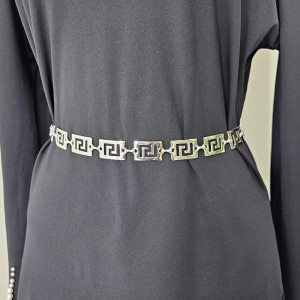 Curea metalica decorativa Silver Maze, cu inchidere reglabila, Argintiu 5