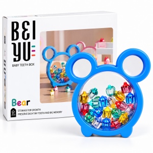 Cutie pentru pastrarea dintisorilor de lapte Bear, cu recipiente individuale colorate, albastru - Img 4