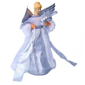Decoraţiune de Craciun, Craiasa Zapezii, Varf de Brad, argintiu, 30cm