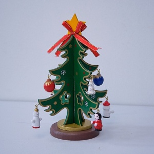 Decoratiune de Craciun, Cutie muzicala tip bradut cu globulete in miniatura, Verde - 25 x 11cm, Velve - Img 2