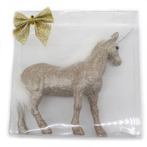 Decoratiune de Craciun in forma de unicorn cu sclipici 19x19cm - Img 2
