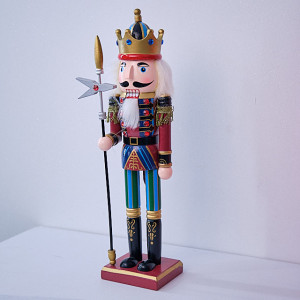 Decoratiune de Craciun, tip soldatel, Spargatorul de Nuci imbracat in uniforma festiva, Caporal , Albastru - Rosu, 38cm