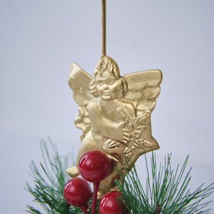 Decoratiune "Lumina Festiva" tip sfesnic metalic cu suport pentru o lumanare