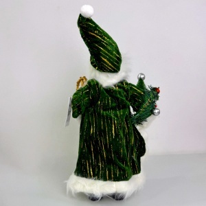 Decoratiune Mos Craciun, cu brad și toiag auriu, 35 cm, Verde - Img 3